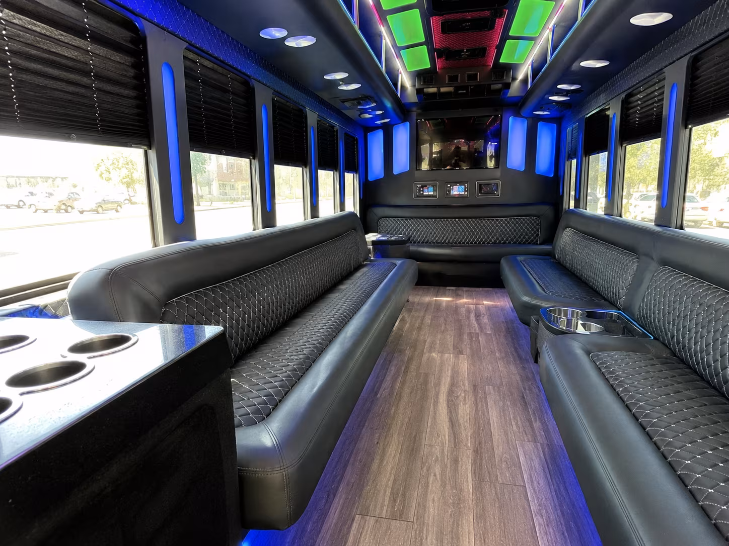 billings 15 passenger party bus inside