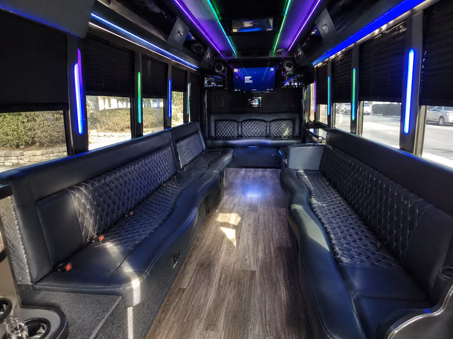 billings 15 passenger party bus interior