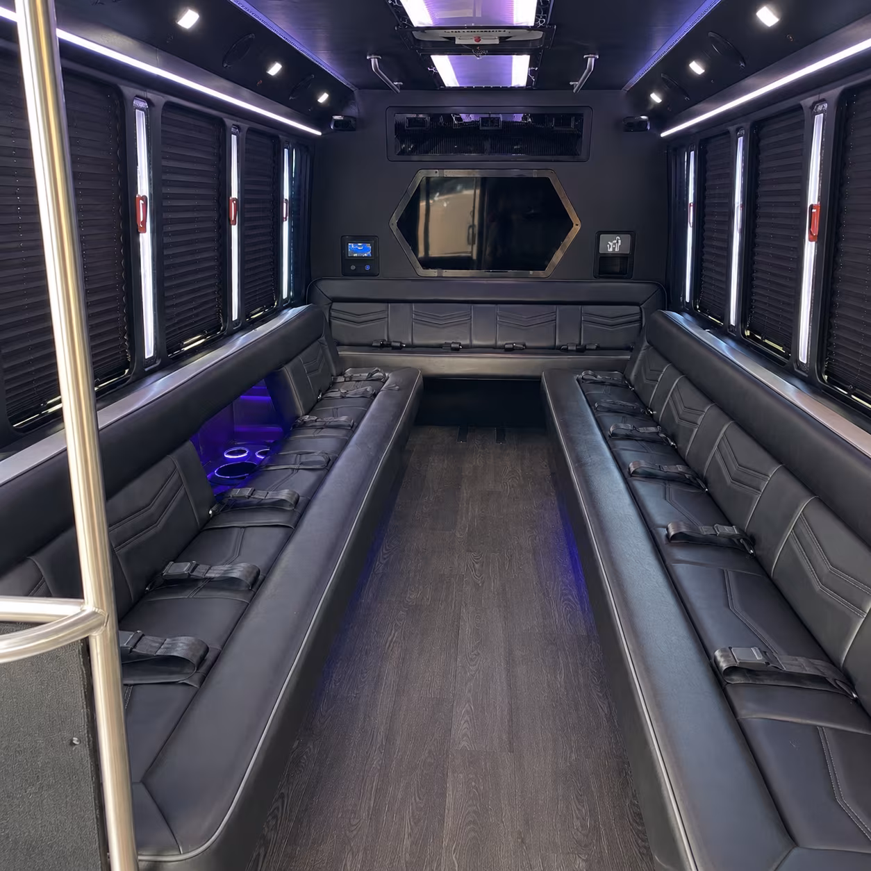 billings 18 passenger party bus interior