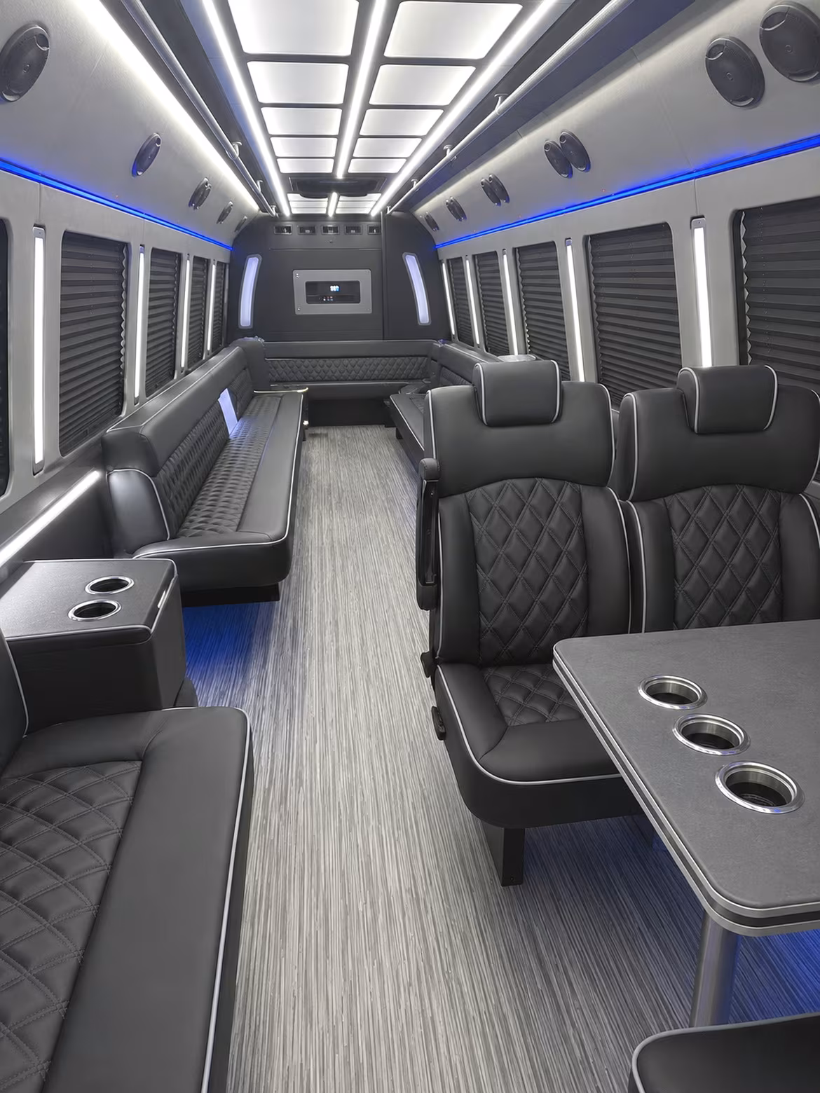 billings 25 passenger party bus inside