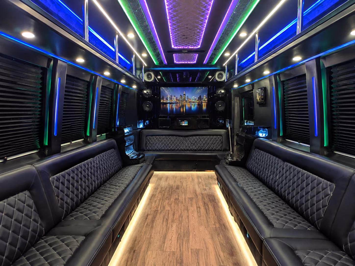 billings 25 passenger party bus interior