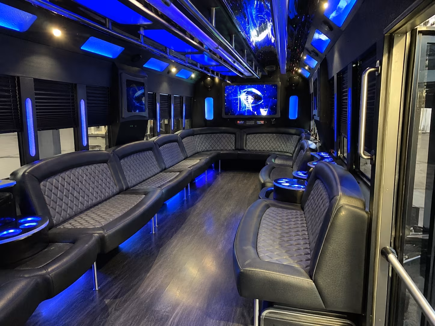 billings 28 passenger party bus interior