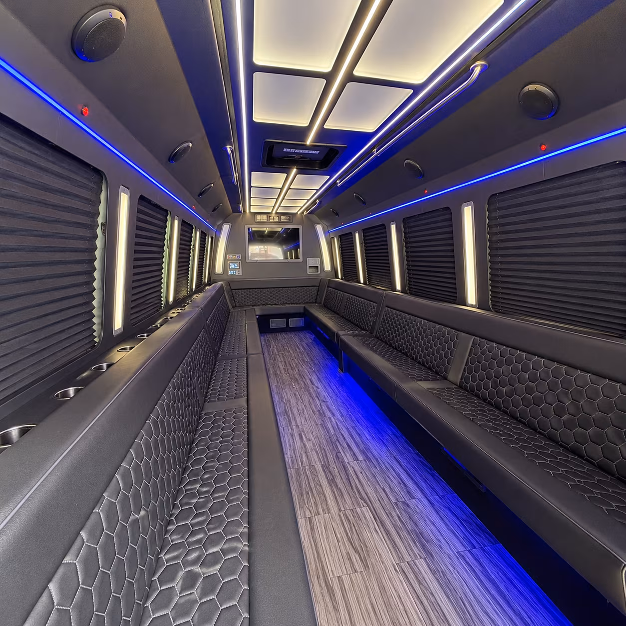 billings 30 passenger party bus interior
