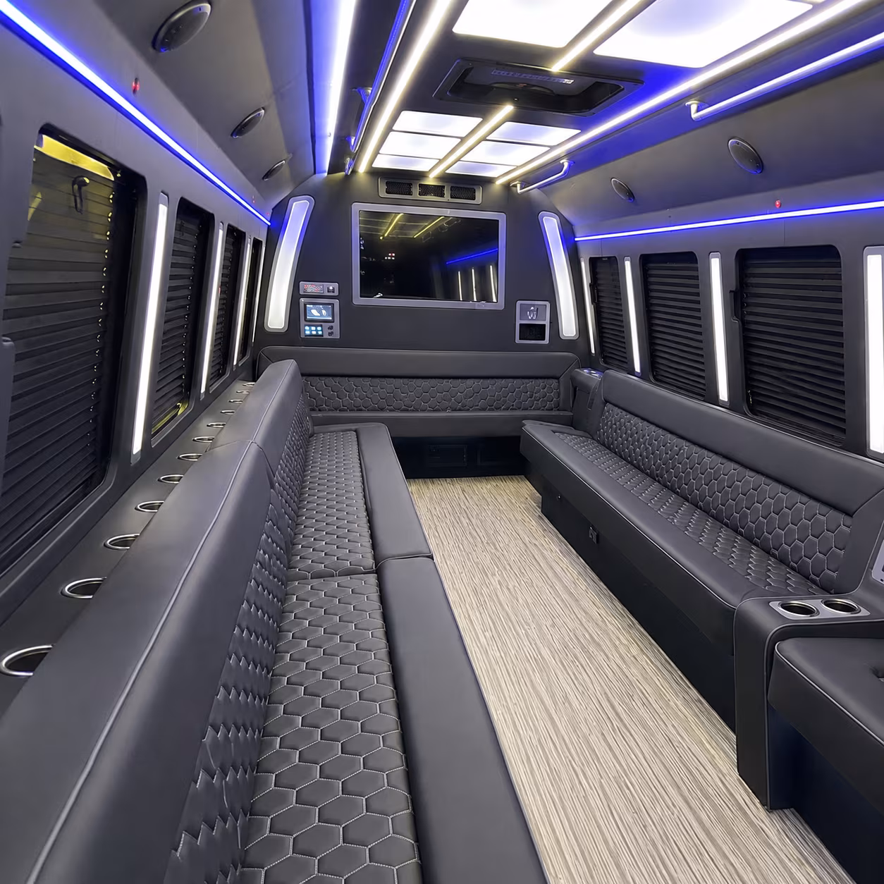 billings 40 passenger party bus inside