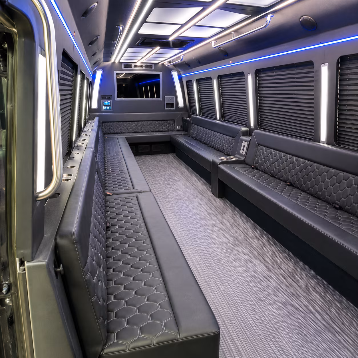 billings 40 passenger party bus interior