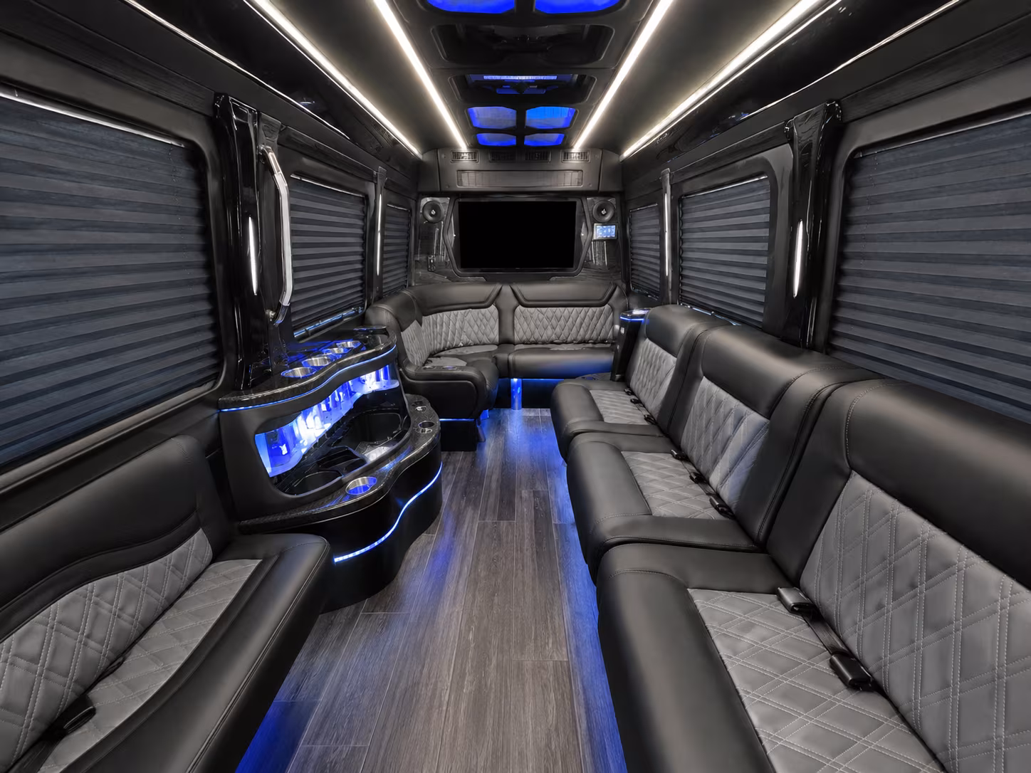 billings 50 passenger party bus interior